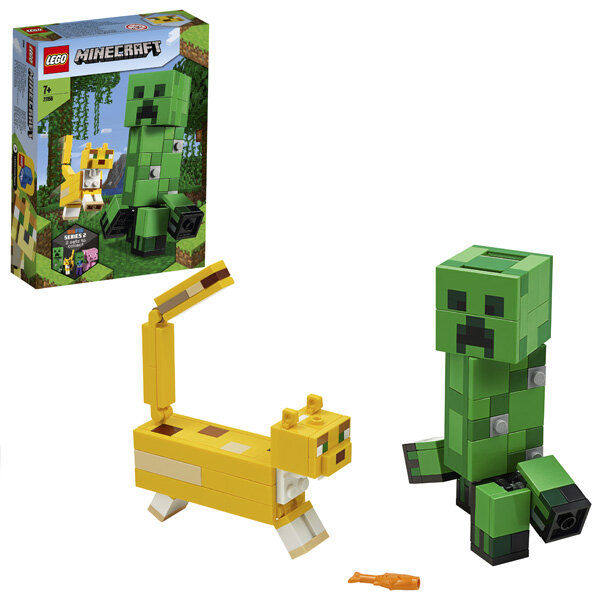 LEGO Minecraft 21156 Конструктор ЛЕГО Майнкрафт Большие фигурки Minecraft, Крипер и Оцелот
