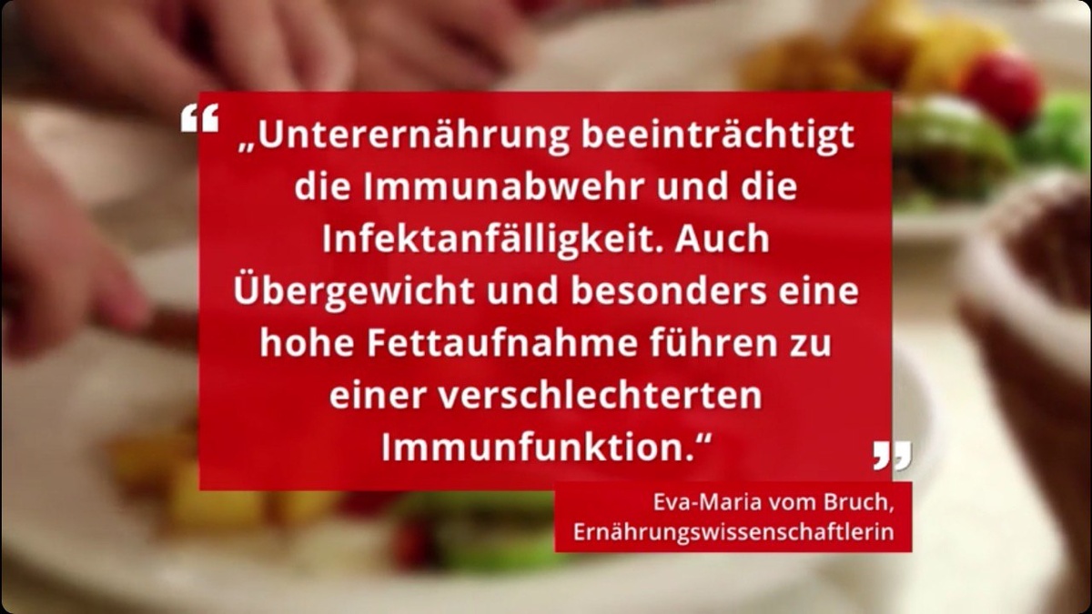 «Недоедание влияет на иммунную систему и подверженность инфекции. Избыточный вес и высокое потребление жиров также приводят к ухудшению иммунной функции»