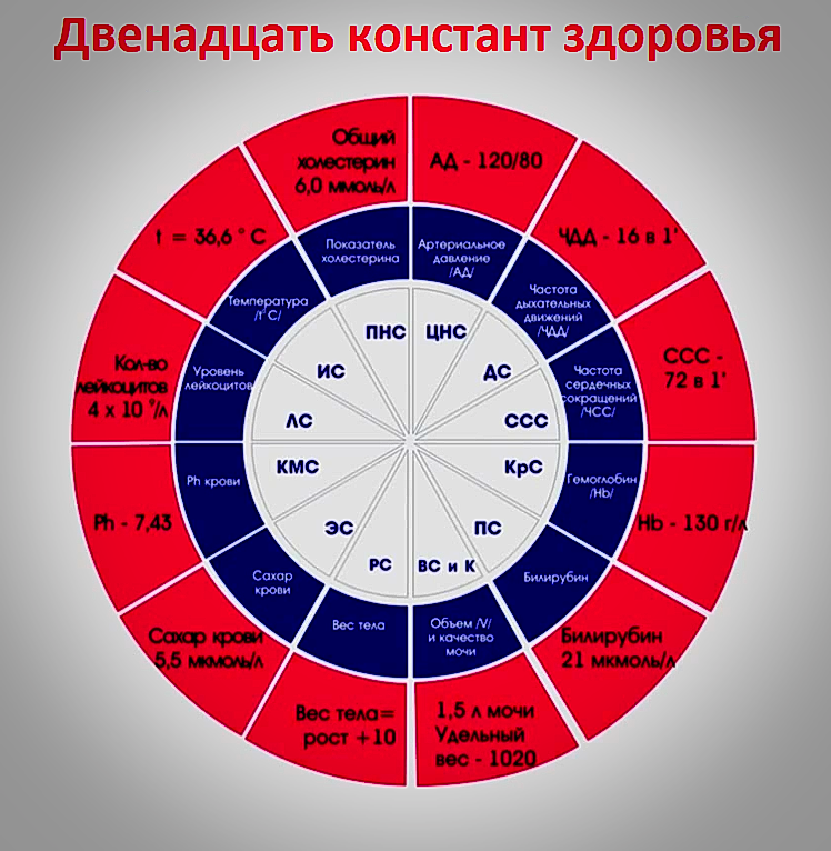 12 Констант здоровья Бутакова. Константы организма. Константы здоровья и их нормы.