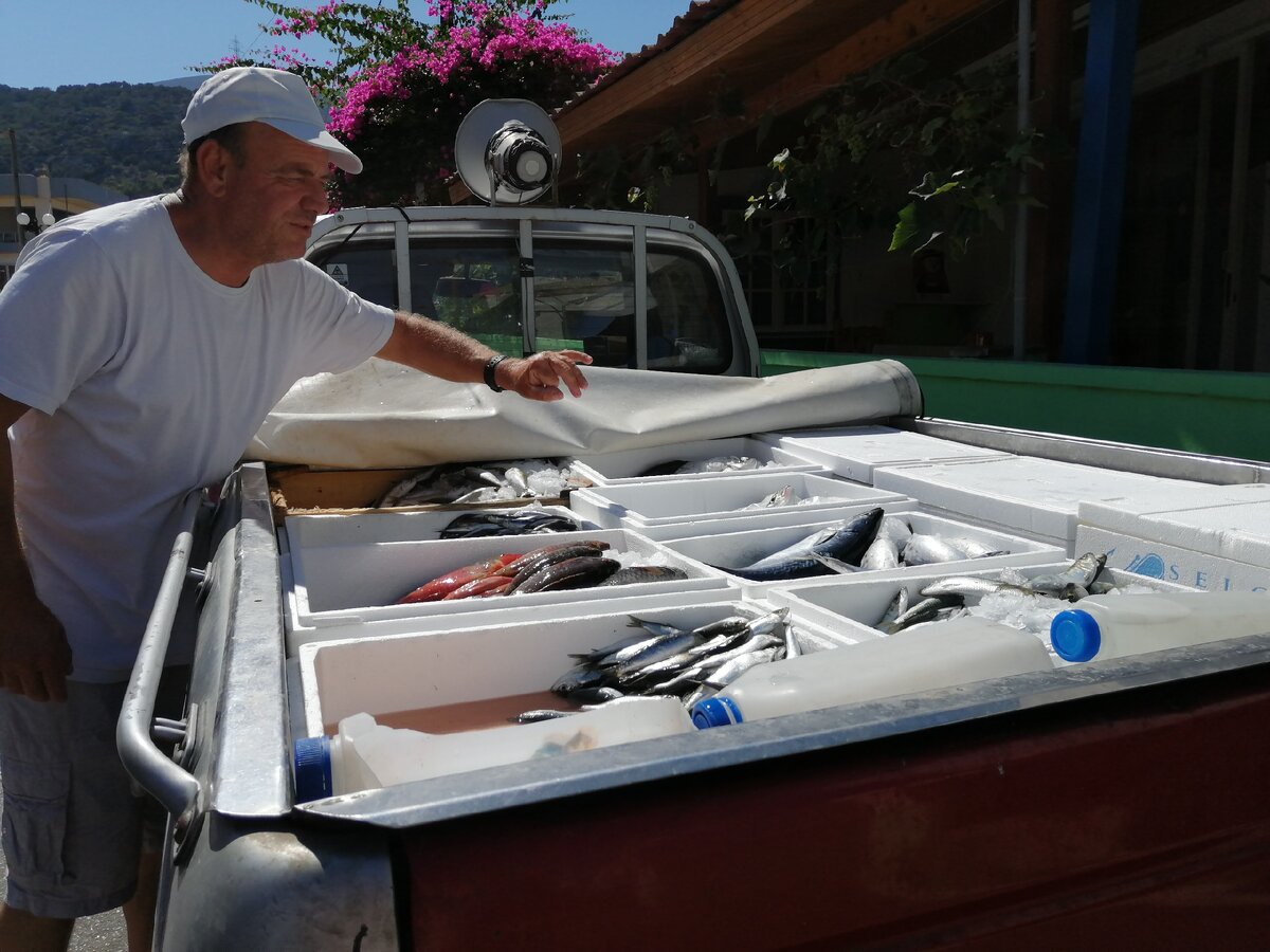 Продавец рыбной лавки в Сталиде (Крит). Фото Светы Давыдовой