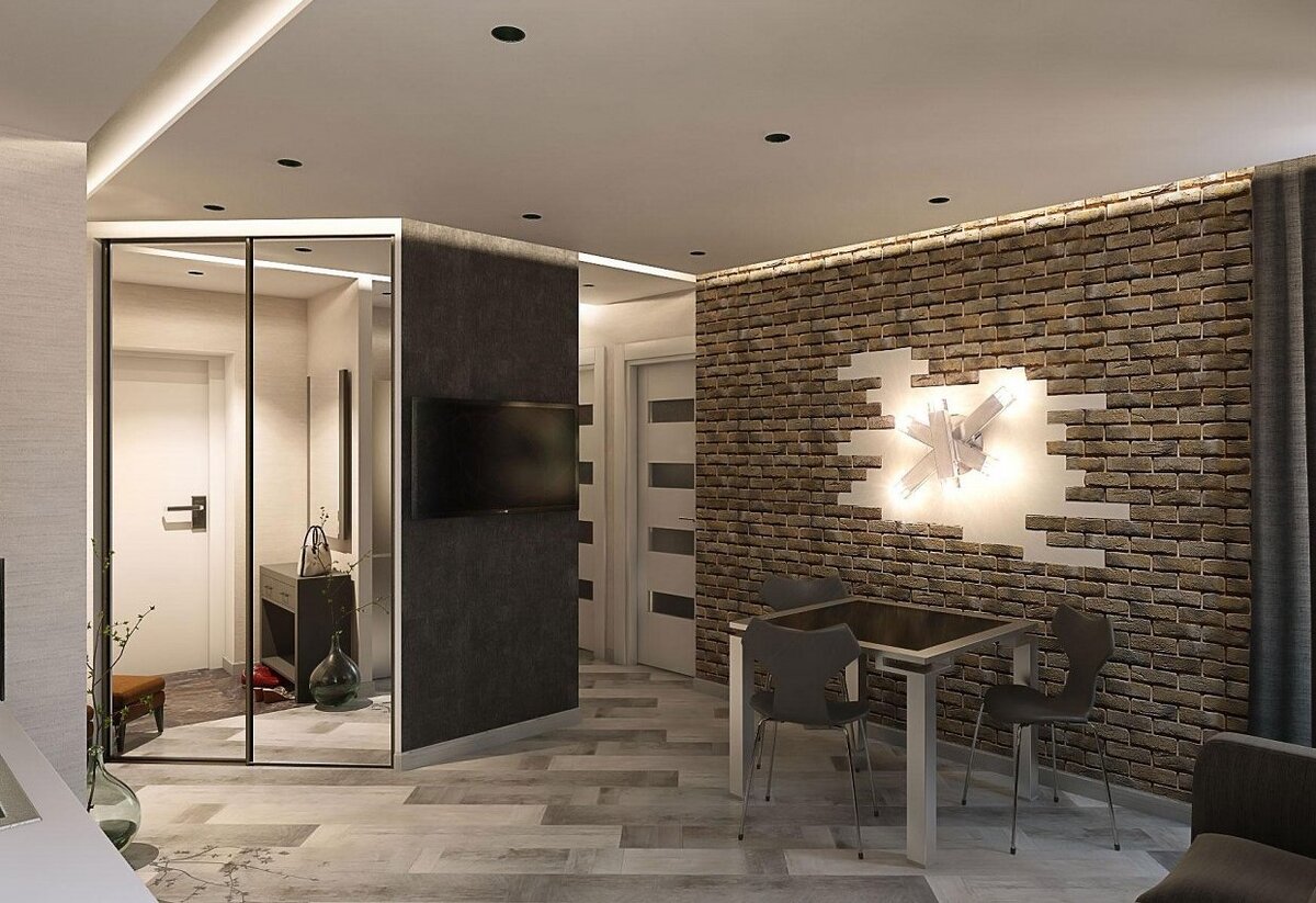 Имитация кирпичной стены выглядит лучше, когда визуально стена цельная и не отличается от реальной кирпичной стены. Фото: Pinterest