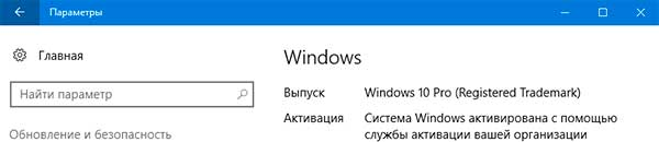 Результат активации Windows 10