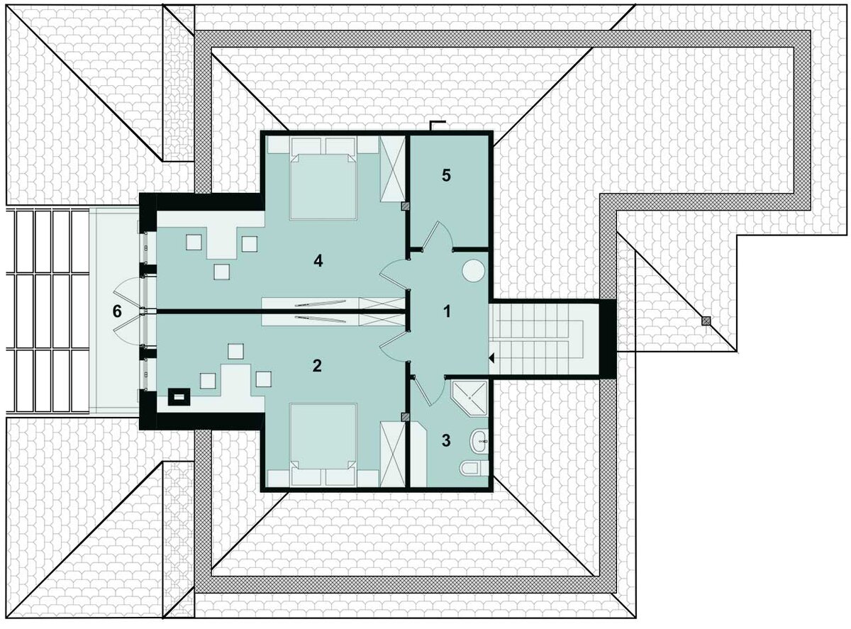 Мезонин - две спальни, санузел и кладовая