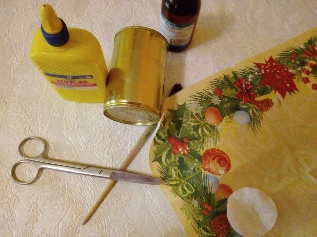 Материалы для декупажа карандашницы, декупаж