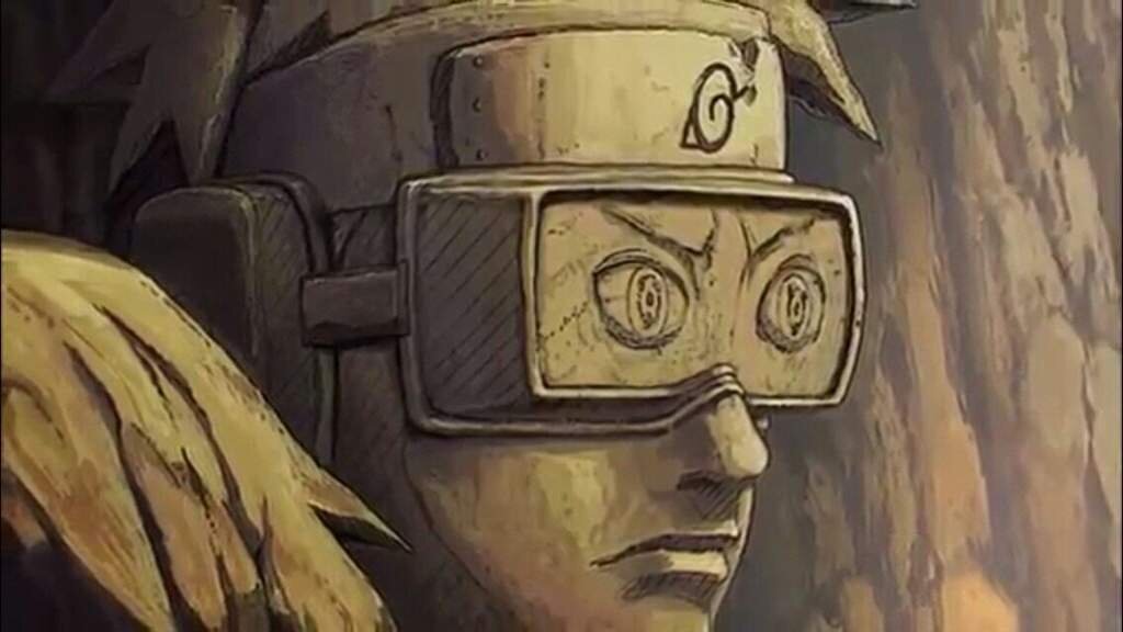 Лицо Обито в скале, как он и хотел в очках, и что б был виден Шаринган