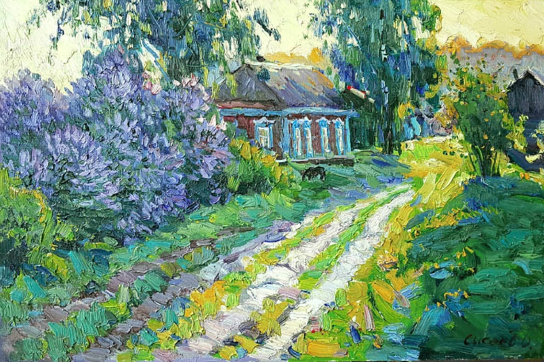 Фотография картины Д. Сысоева "Сиреневое утро" (из открытых источников) 