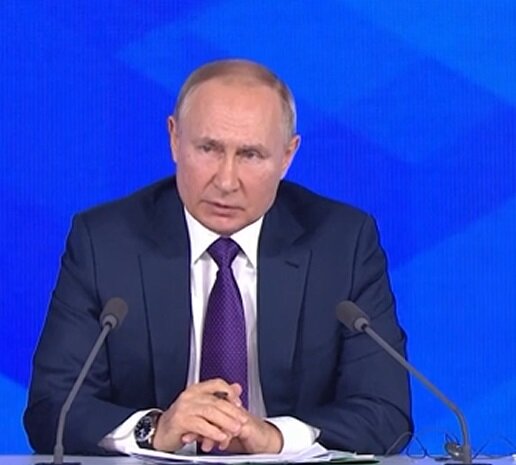 В. Путин на пресс-конференции 23.12.2021 года. Скриншот автора.