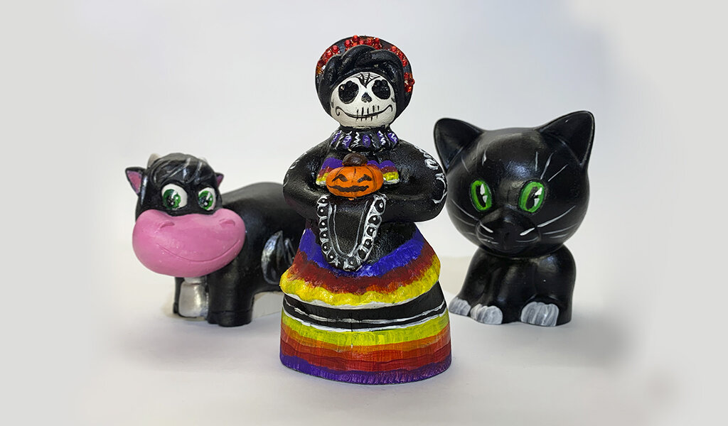 Пример раскрашивания гипсовых фигурок на Halloween