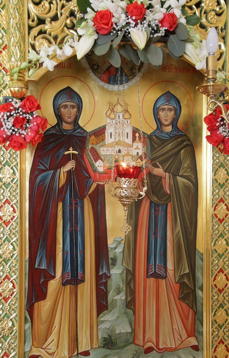 Преподобные Иулиания и Евпраксия. Икона в иконостасе Зачатьевского монастыря Москвы