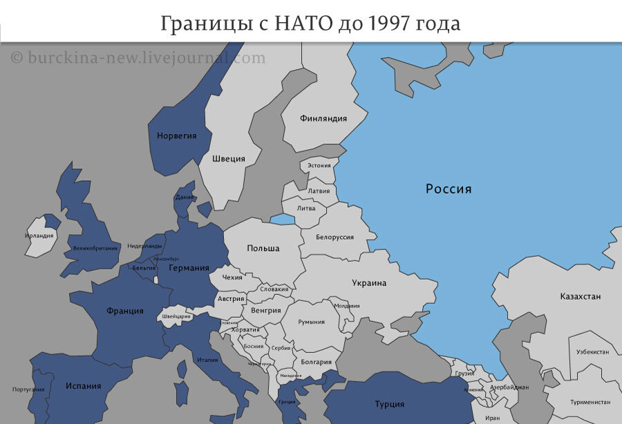 О геополитическом поражении России на примере границ НАТО 1997 и 2022 года