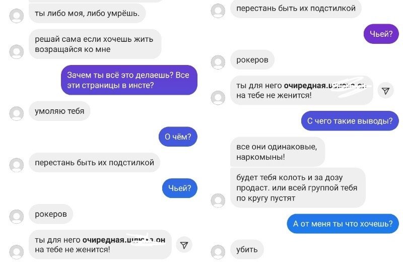 Скриншот переписки Жертвы и Преследователя , источник V1.ru