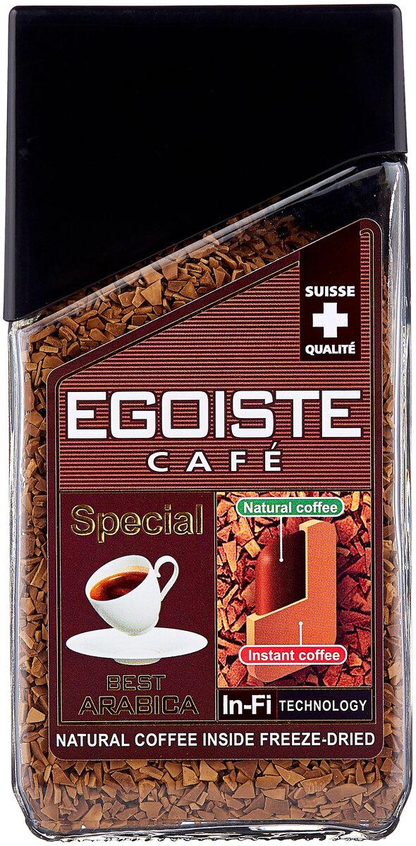 Кофе растворимый Egoiste Special сублимированный с молотым кофе, стеклянная банка, 100 г со скидкой 36%