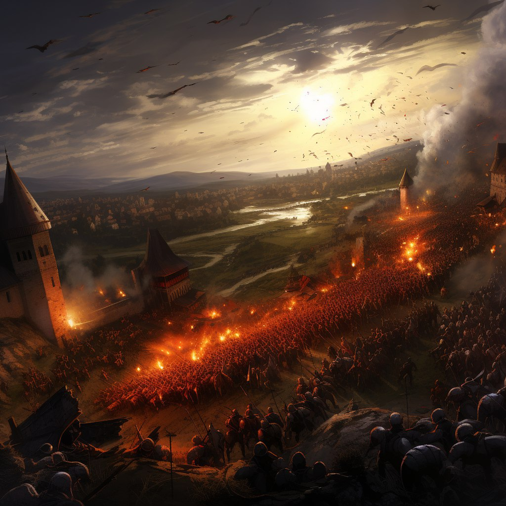 Фантазии нейросети на тему "Прорыв первой линии обороны"