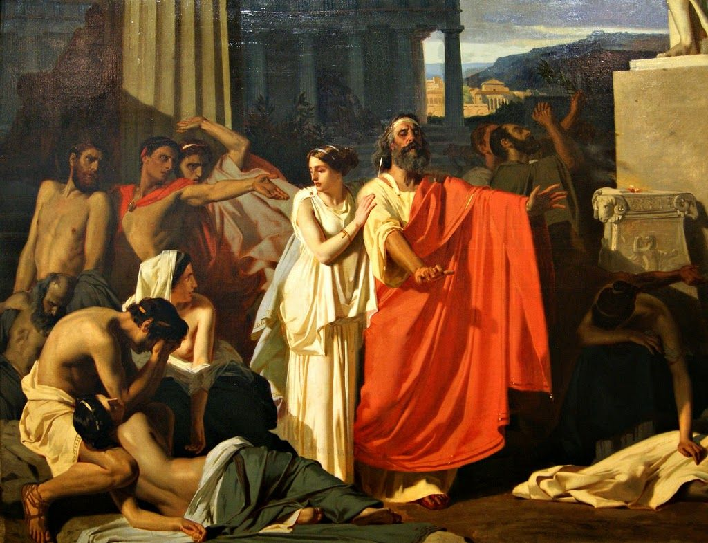 Антигона покидает Фивы вместе с Эдипом (источник: i.pinimg.com)