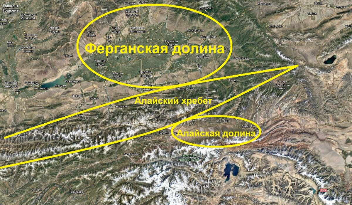 Карта большой ферганский канал