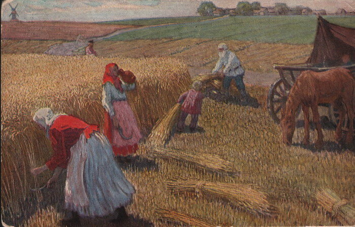 "Жатва" художник В. Н. Бакшеев.