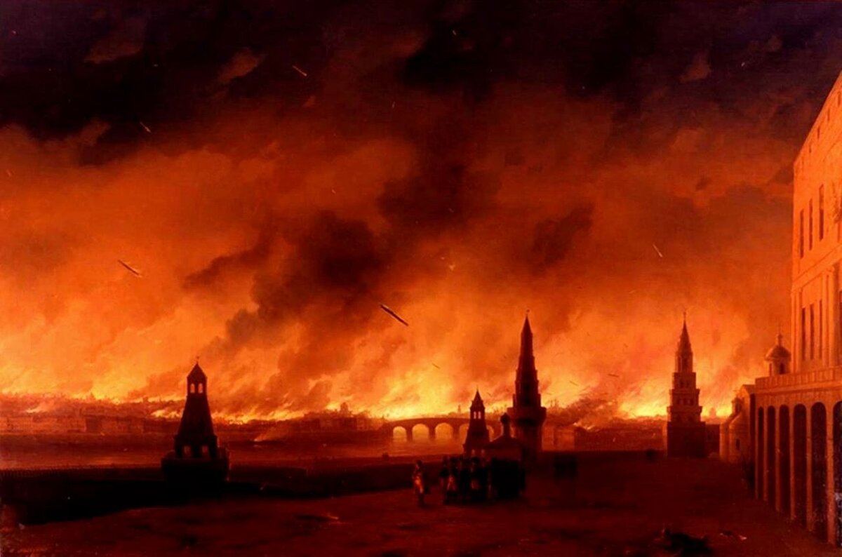 'The 1812 fire in Moscow' by Ivan Aivazovsky. The Moscow Kremlin Museums