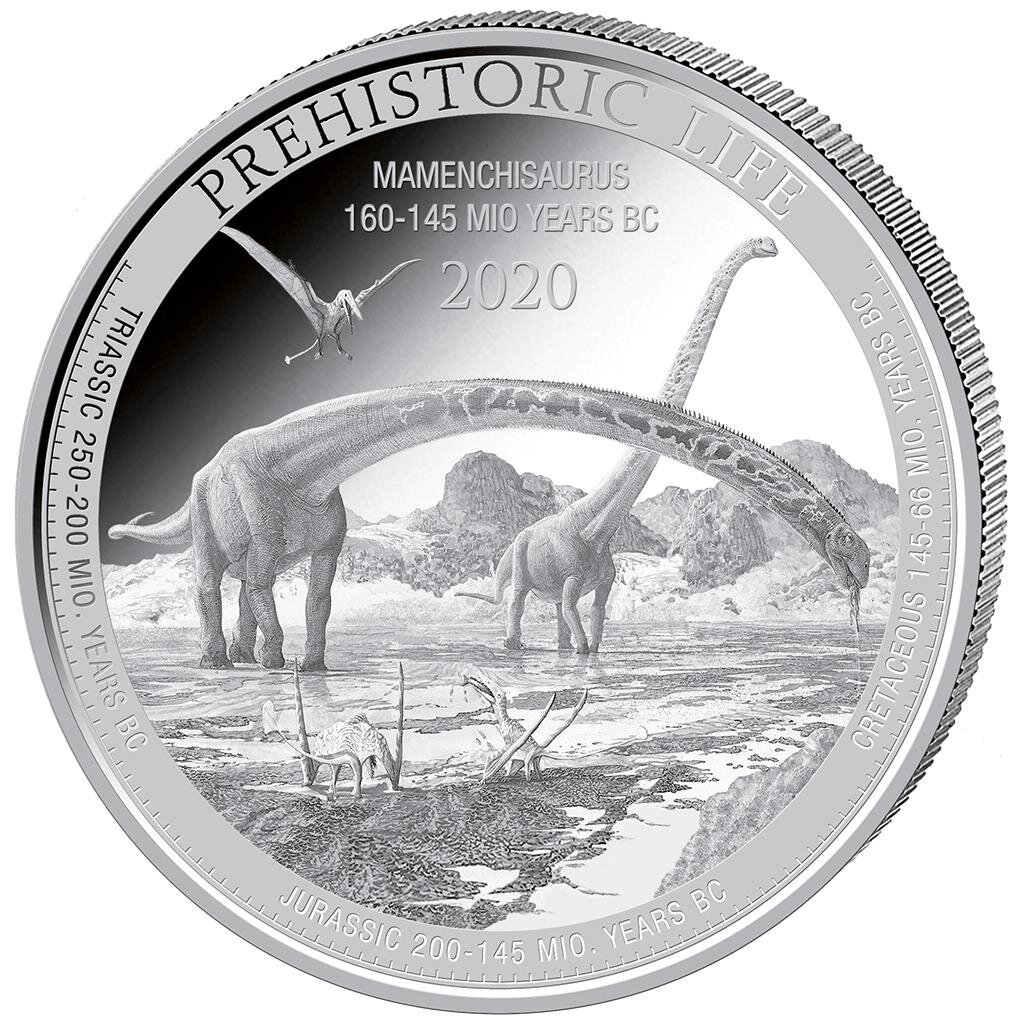 2020 Democratic Rep. of Congo 1 oz Silver Mamenchisaurus