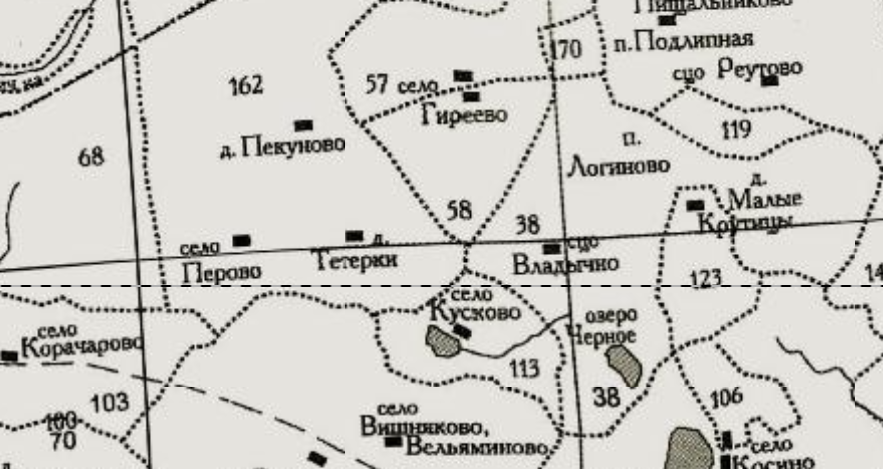 Гиреево на карте Московской губернии 1766 года. Карта с сайта www.retromap.ru.