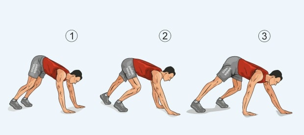 На заметку! Вы можете ползать не только как медведь, но и как человек-паук. В этом упражнении вы не только ползете, но и отжимаетесь.