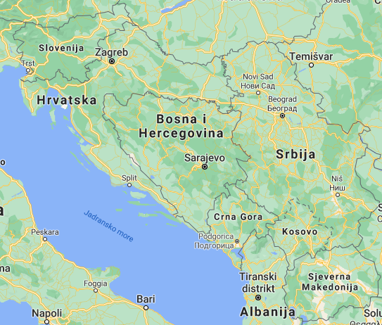 Карта стран бывшей Югославии. Взято из открытых источников.