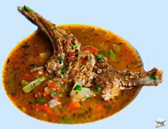 Суп из баранины, гороха, яблок и картофеля