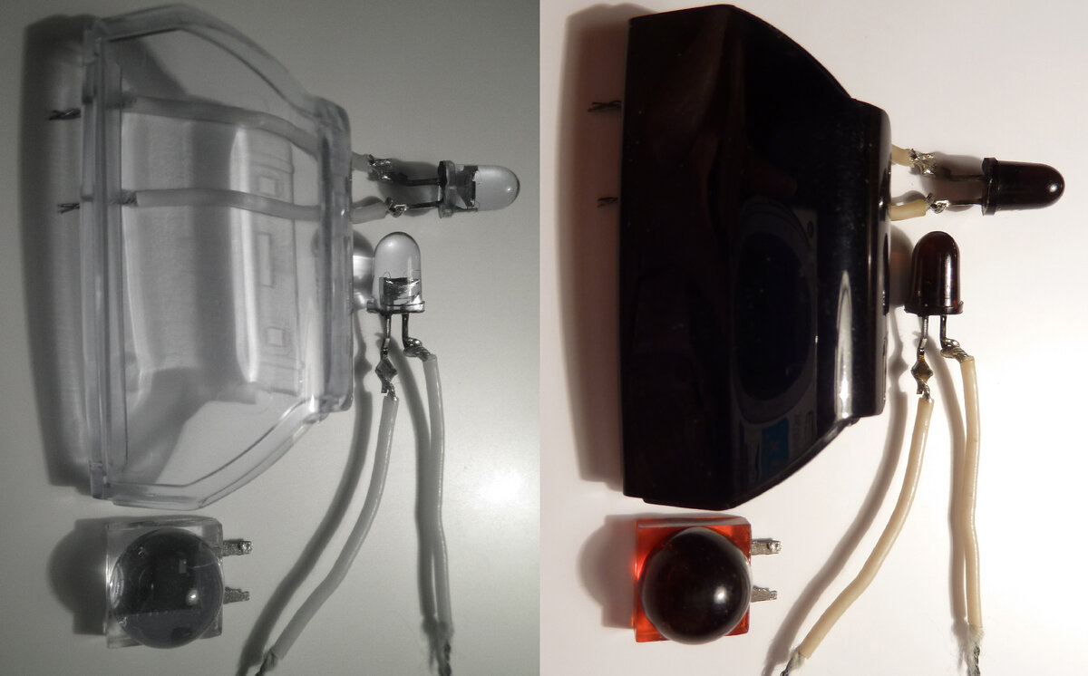 Слева фото в ИК лучах, справа обычная фотография. Освещено лампой накаливания