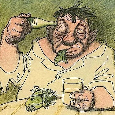 Иллюстрация: "Самоупийца". Журнал "Крокодил", март 1970 года