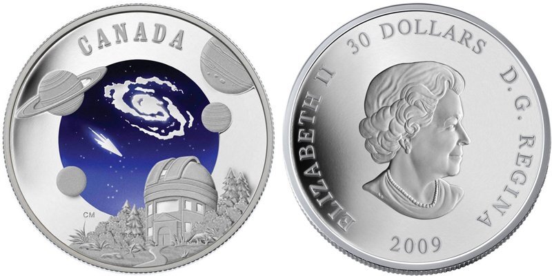 Канада 2009. Монета год астрономии серебро. 30 Долларов Канады космос. Канада 30 долларов космос 2009. 2 Доллара 2009 года.