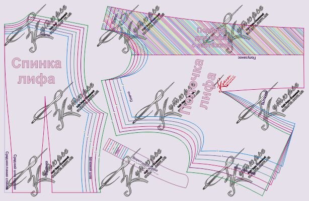Выкройки спинки и полочки лифа платья