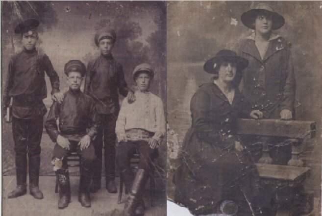 Жители села Дикое. Новобранцы (1915 год). Девушки: Екатерина и Полина Мамоновы (1922 год).