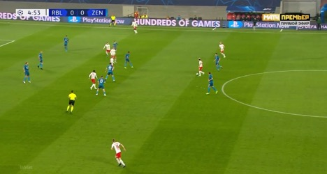 Компактная оборона Зенита в рамках cхемы 4-4-2. Фото из открытых источников.