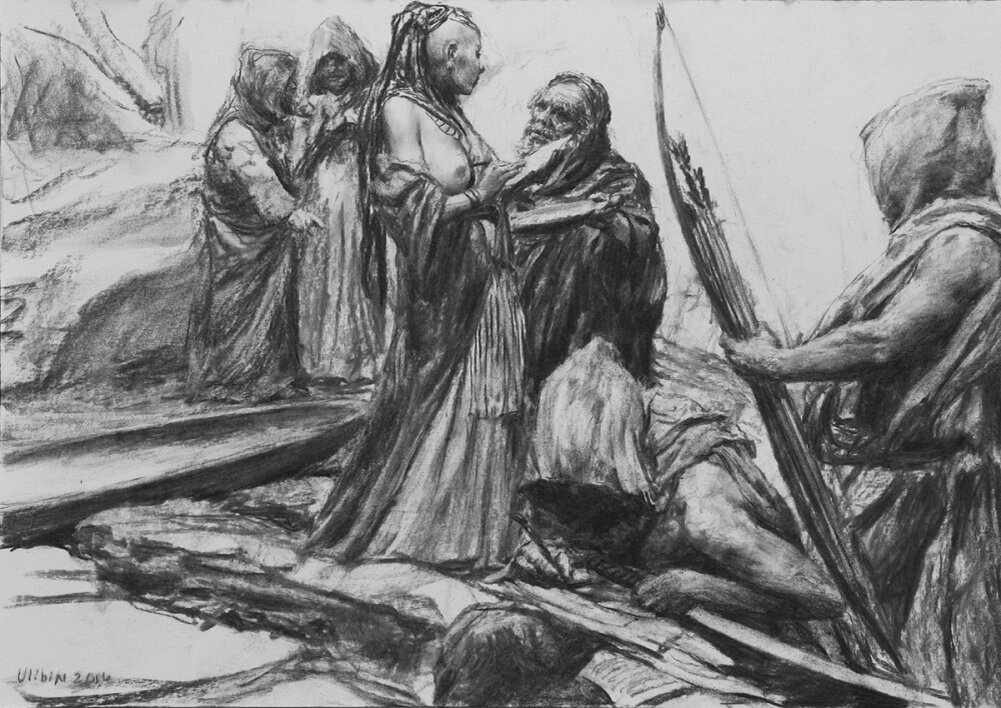 Геннадий Улыбин. "Дневники всадников Апокалипсиса". Бумага, уголь. 29х41