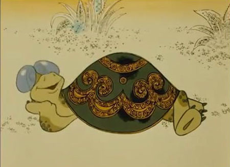 Стоп-кадр из мультфильма "Как львенок и черепаха пели песню"