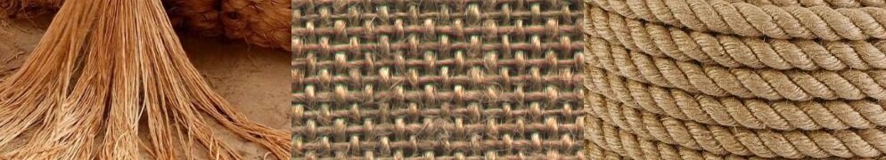 Необработанный джут, мешковина, канат соответственно 