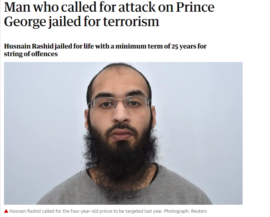 статья ИА "Guardian" о призывах к нападению на английского принца Джорджа