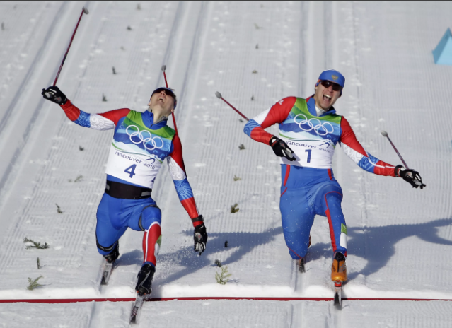 финиш, Крюков -первый, Панжинский -второй