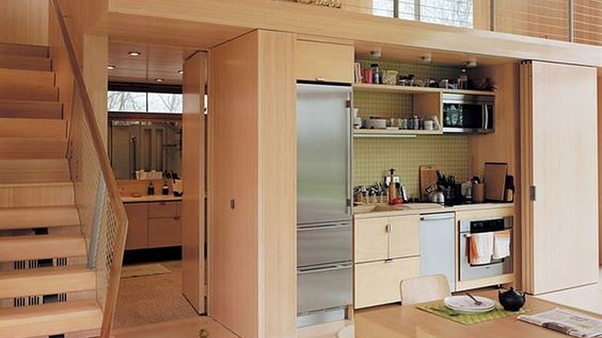 Современная кухня гостиная в стиле лофт.