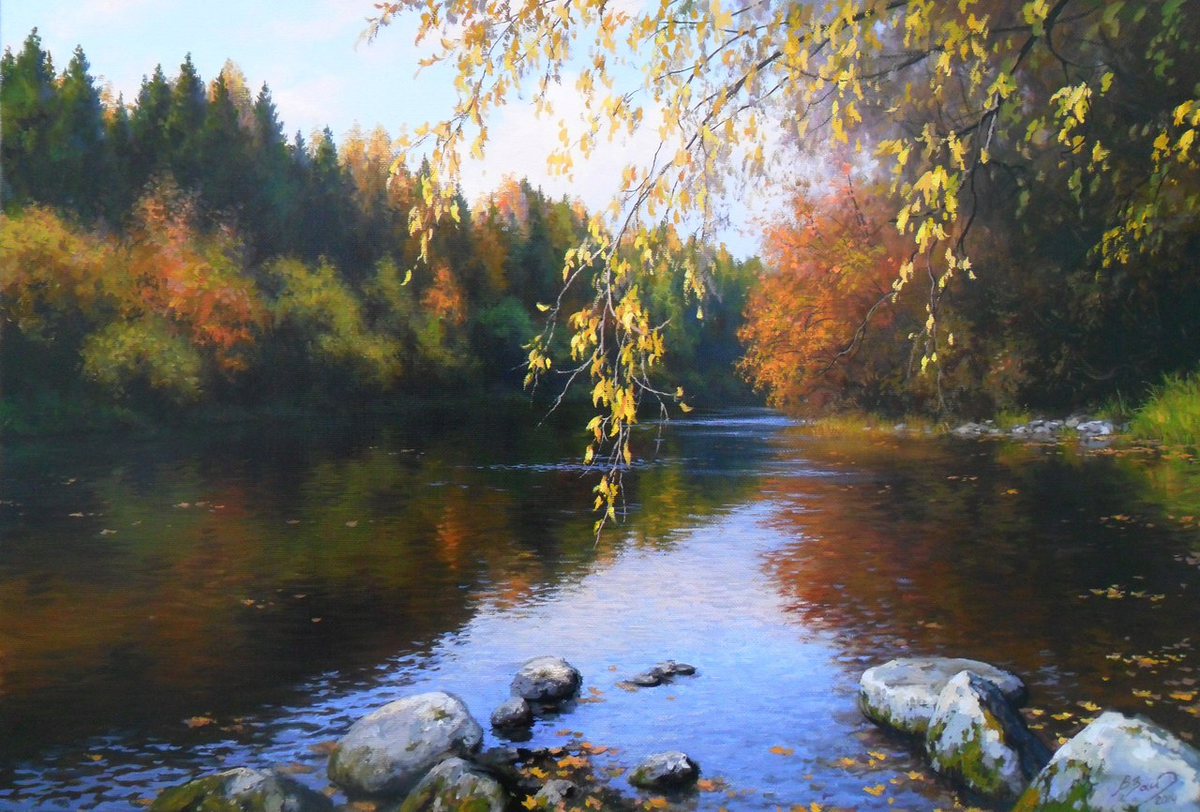 "Река Тагил в сентябре"  Источник изображений: https://www.instagram.com/artist_vadim_zainyllin/