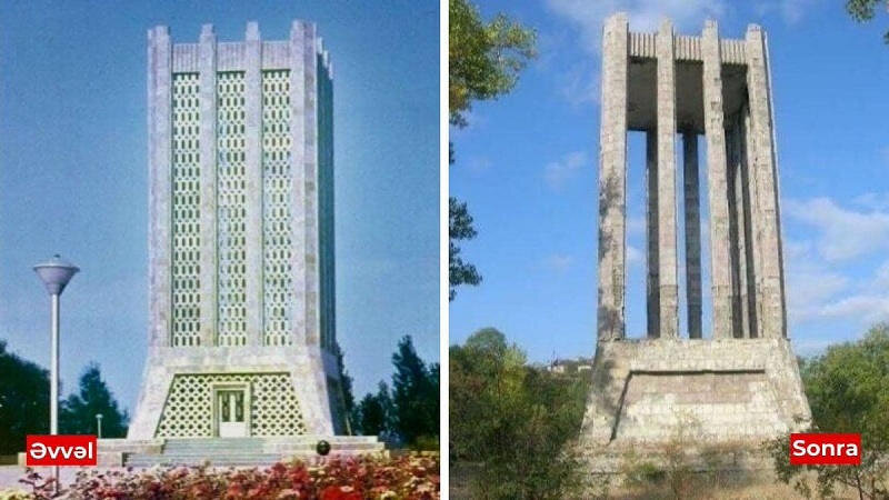 Мавзолей Вагифа до и после оккупации бюста Моллы Панаха Вагифа в Шуше