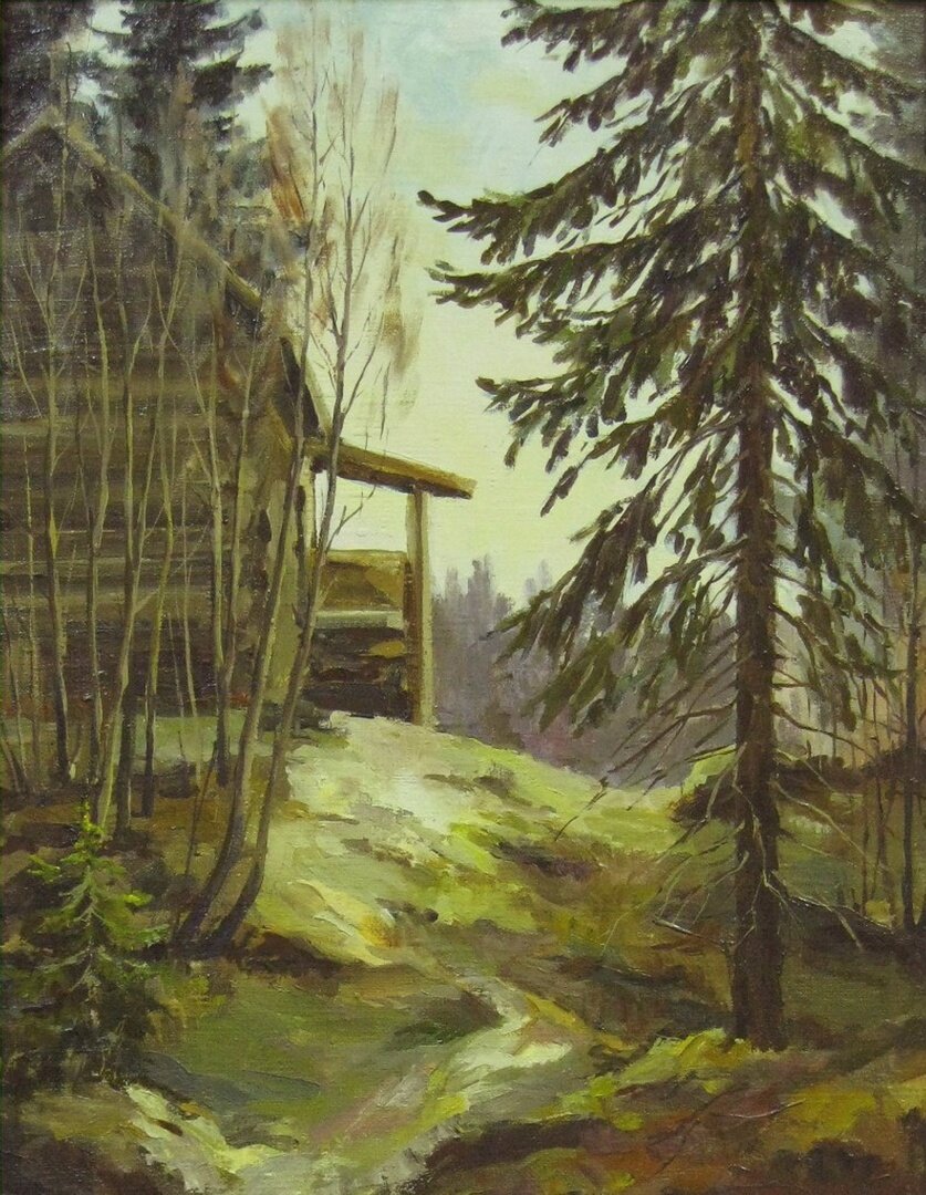 Игорь Петров. Пасхальное утро в Вепсском лесу. Успенская часовня ок. д. Харагеничи.