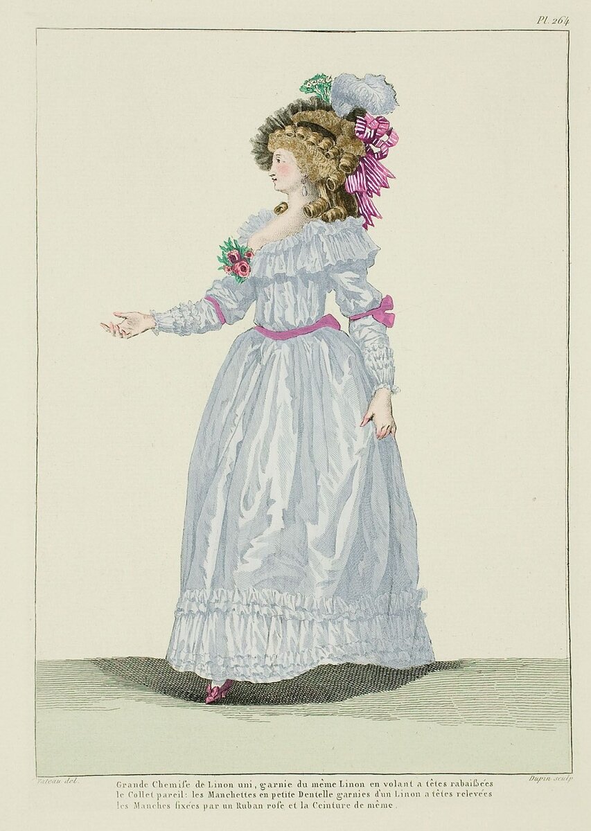 Модная гравюра из серии "Galerie des Modes et Costumes Français", №264, 1787 г.