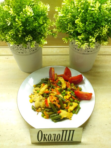 Фото обеда: индейка с овощами