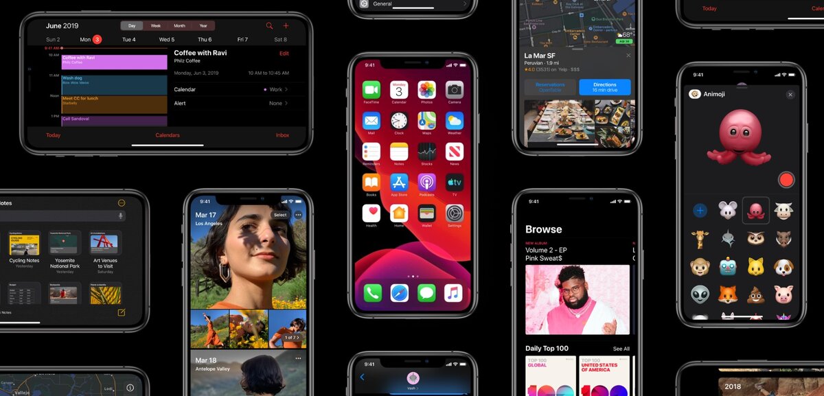 Скриншоты iOS 13. Взято из открытых источников.