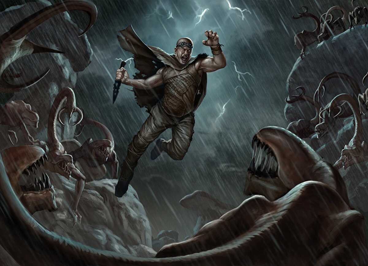 Riddick is one of the toughest there are. However, in this situation even he is doomed due to action economy.