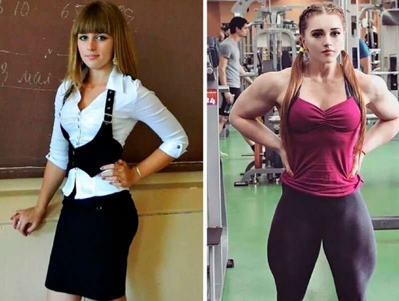 Женщины до и после занятий в качалке