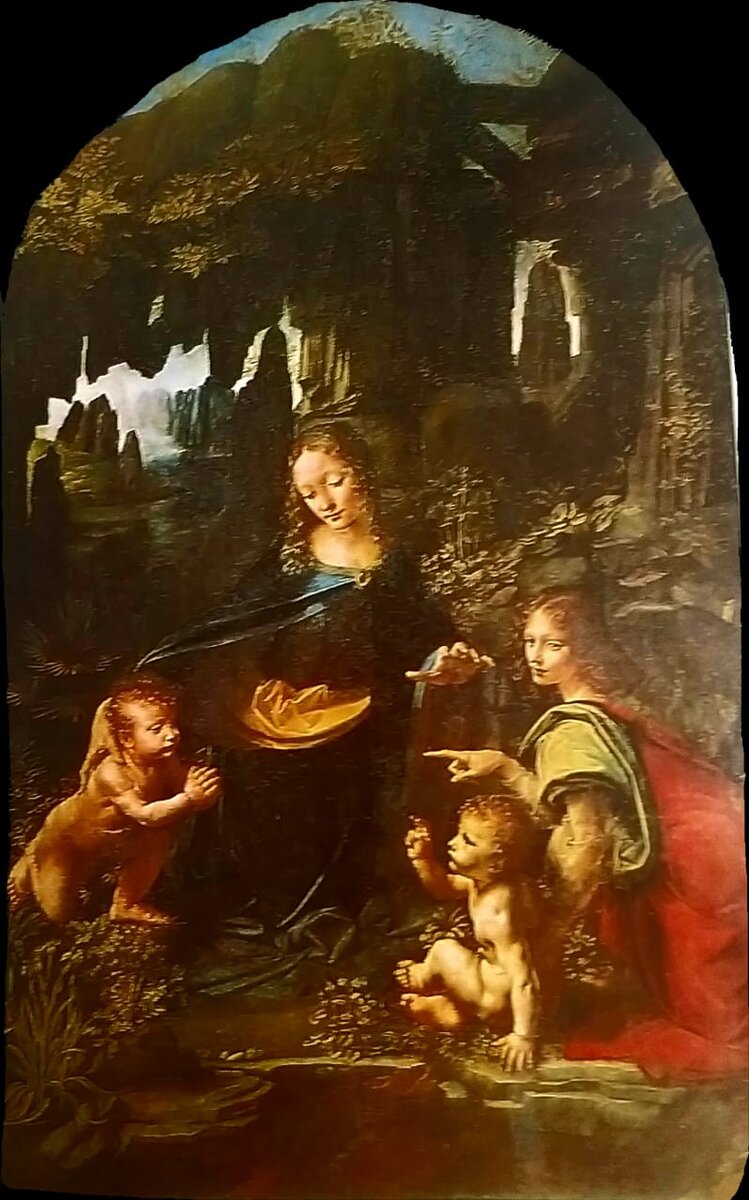 Леонардо Да Винчи, «Мадонна в скалах», масло, дерево (перенесено на холст), 1483-1486, Париж, Лувр.