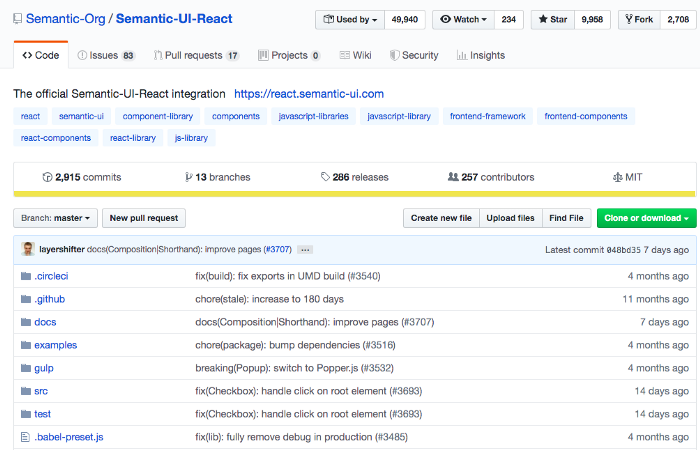 Библиотека Semantic-ui-react до обмена на Bit