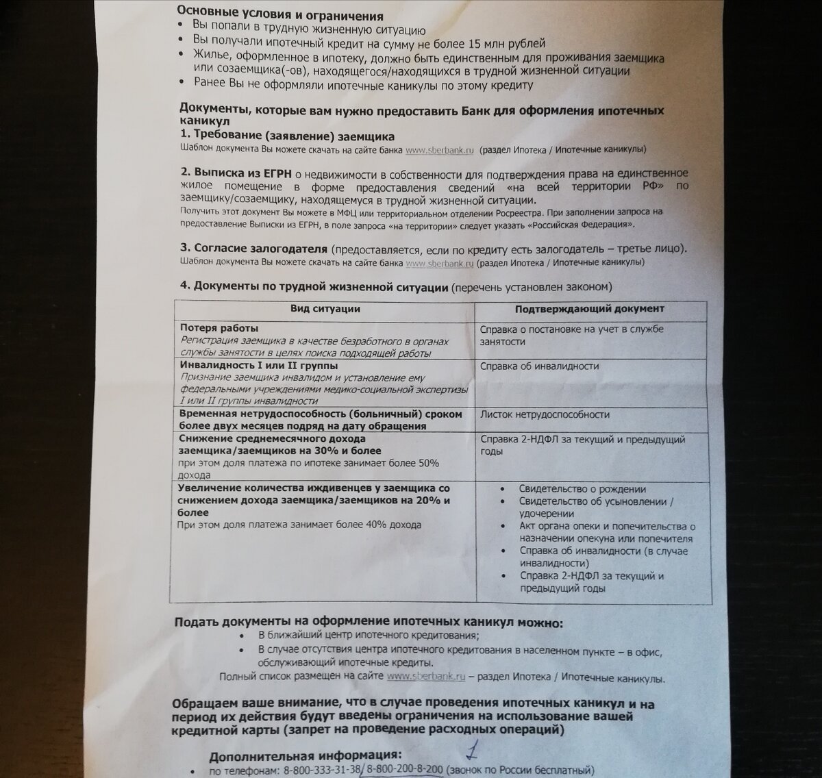 Вот такую бумагу дали мне в Сбербанке