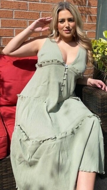 Ярусное платье без рукавов, цвета шалфея